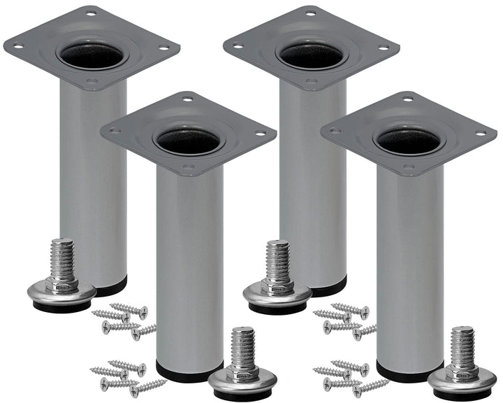 Stahlia Möbelfüsse verstellbar (4er Set) Silber 20cm Höhe belastbar bis 50kg Sofafüsse Schrankfüsse