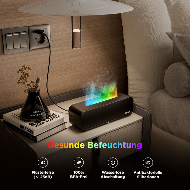 Aroma Diffuser für Ätherische Öle - Rhythmus Erkennung Aromatherapie Diffusor mit RGB Flamme Variati