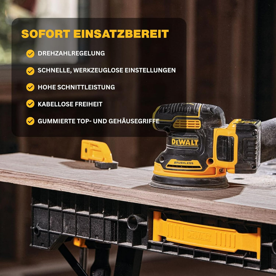 DEWALT Akku - Exzenterschleifer, 18 V (Basisv.), Schwarz / Gelb - DCW210NT-XJ - Lijadora Rotorbital