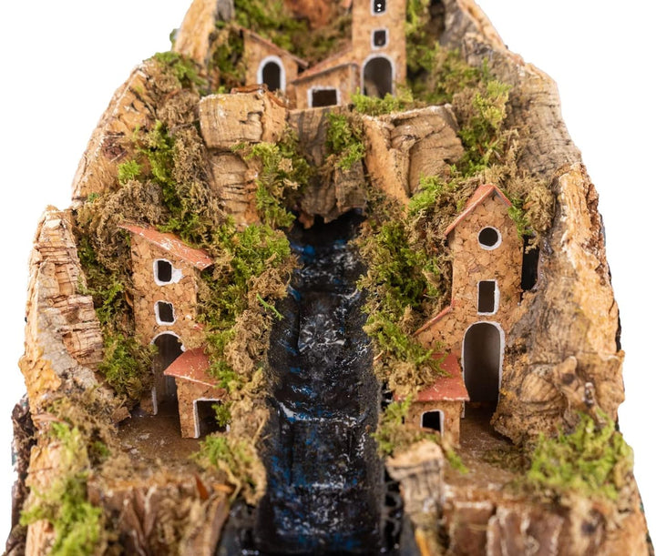 Dorf mit zentralem Bach für Krippe mit Häusern 20 x 14 x 20 cm (7,87 x 5,51 x 7,87 Zoll), hergestell