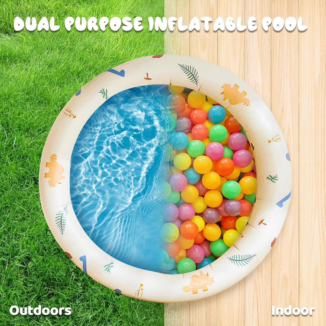 Aufblasbarer Pool, 90x25 cm, Planschbecken, Aufblasbares Planschbecken, Paddling Pool, Dinosaurier-M