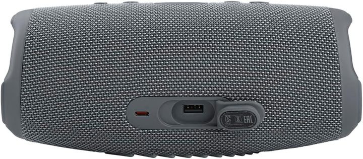 JBL Charge 5 Bluetooth-Lautsprecher in Grau – Wasserfeste, portable Boombox mit integrierter Powerba