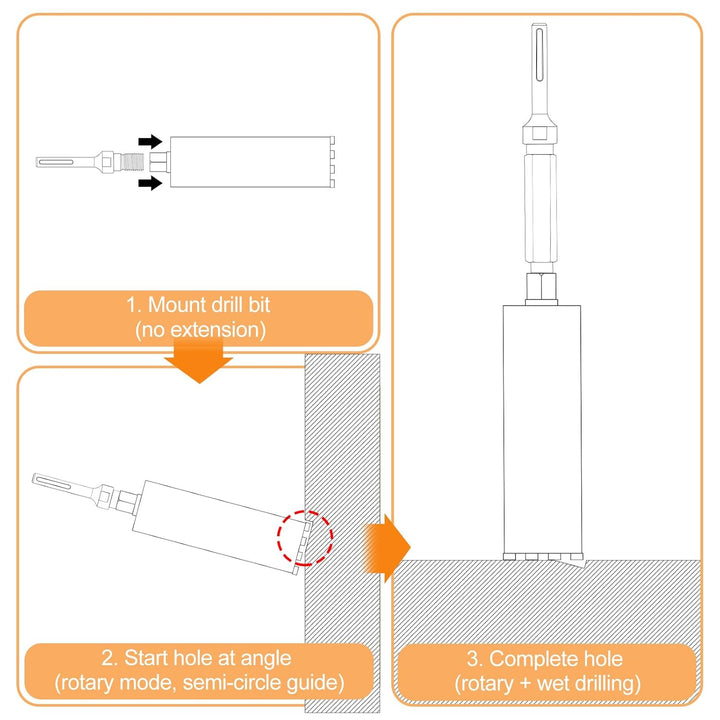 CPROSP 1¼" UNC ⌀110mm Diamantbohrkrone mit Kernbohrer Verlängerung 400mm und SDS MAX Adapter, Kernbo
