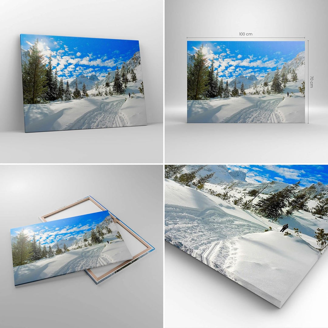 Bilder auf Leinwand 100x70cm Leinwandbild Tal Wolken Lawine Sport Gross Wanddeko Bild Schlafzimmer K