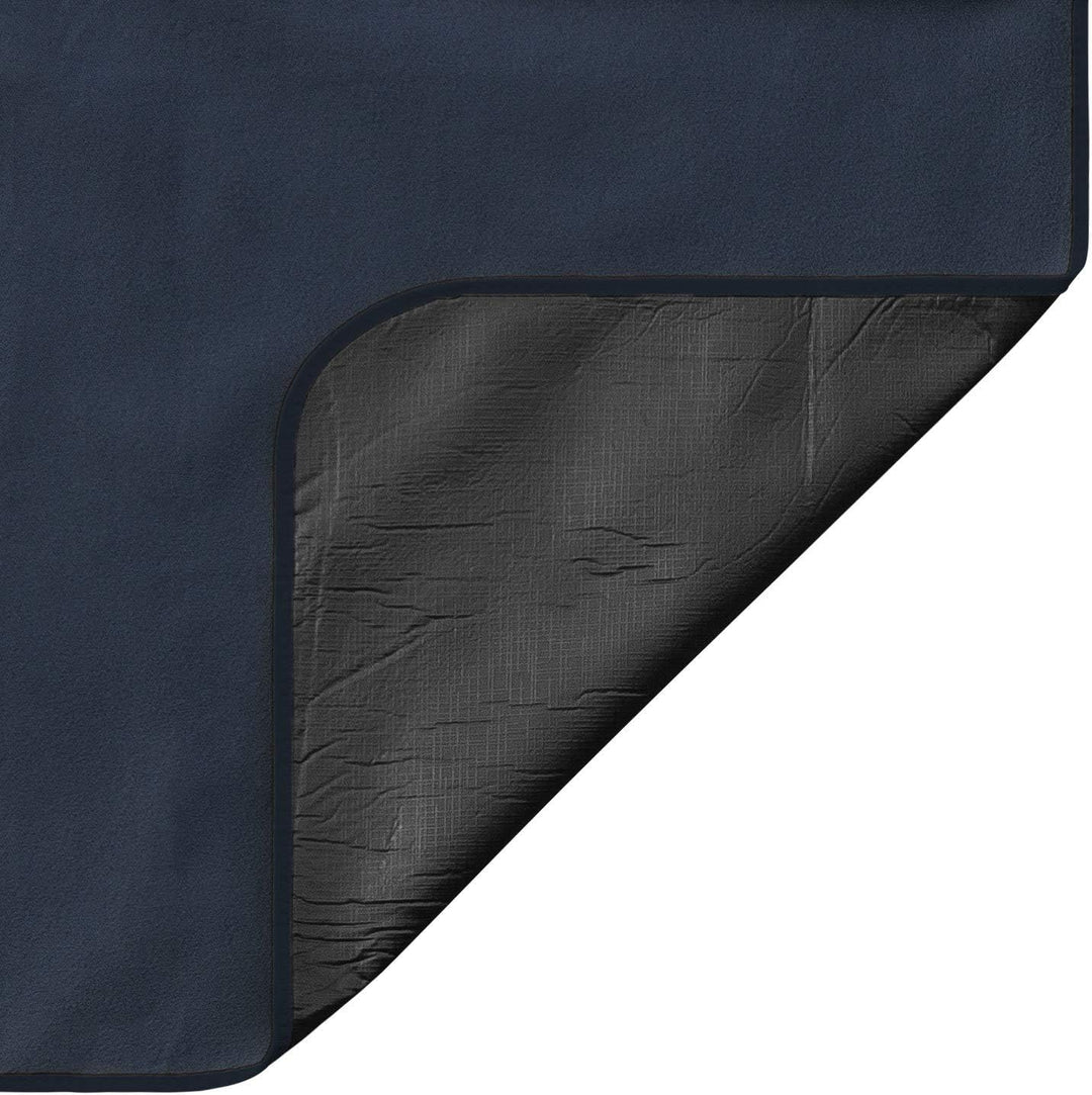 anndora Fleece Picknickdecke wasserdicht 125x150 cm - blau weiss gestreift Navy Blau Weiss, Navy Bla