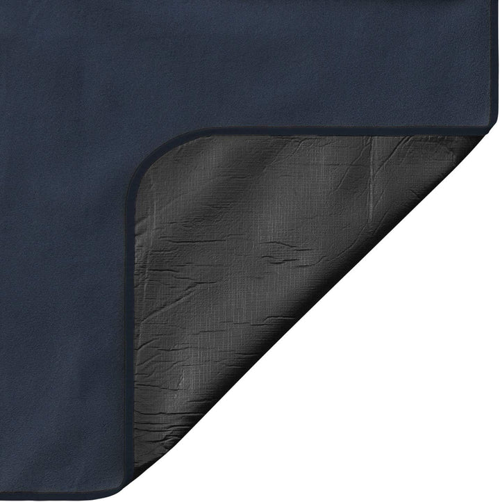anndora Fleece Picknickdecke wasserdicht 125x150 cm - blau weiss gestreift Navy Blau Weiss, Navy Bla
