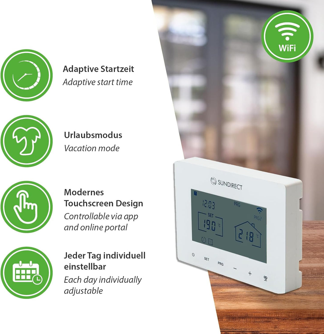 SunDirect Funkthermostat Smart2.0 Pro - WiFi - Smart Thermostatregler Touch Screen APP Steuerung Unt
