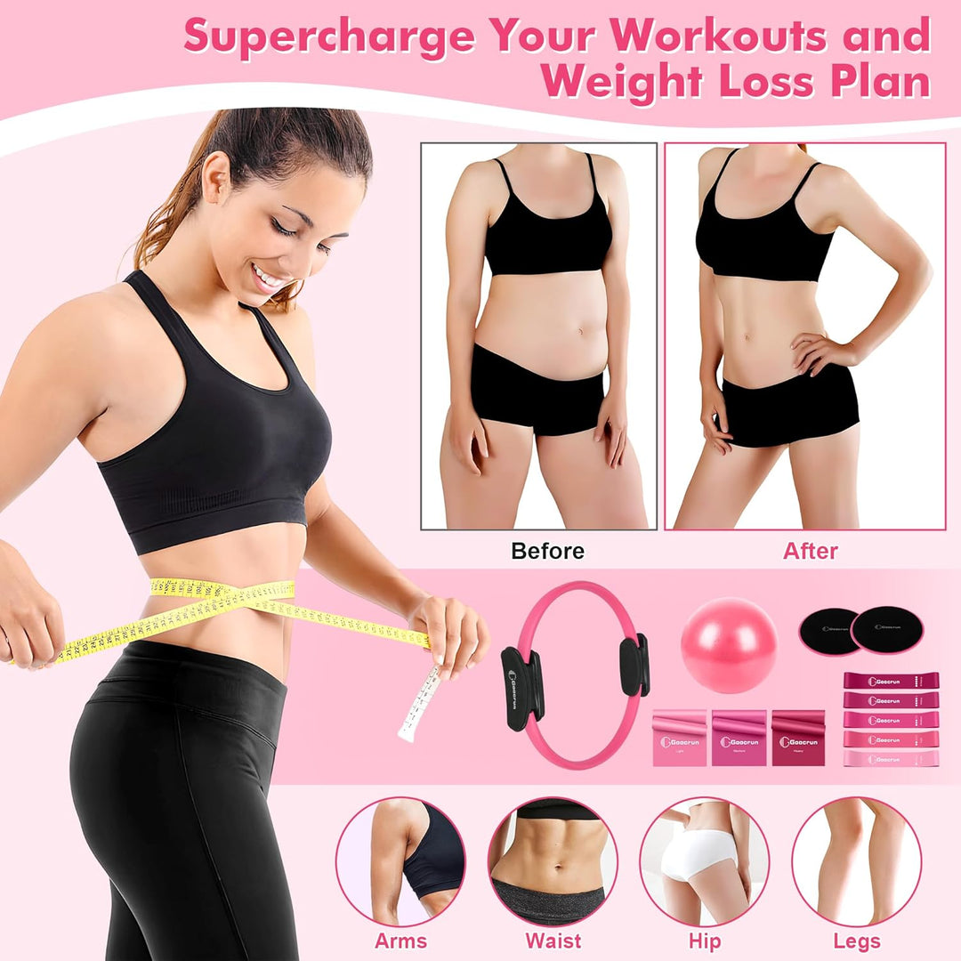 Pilates Ring Set Exercise Equipment with Exercise Bands Resistance Bands Set, Pilates Ball, Sliding