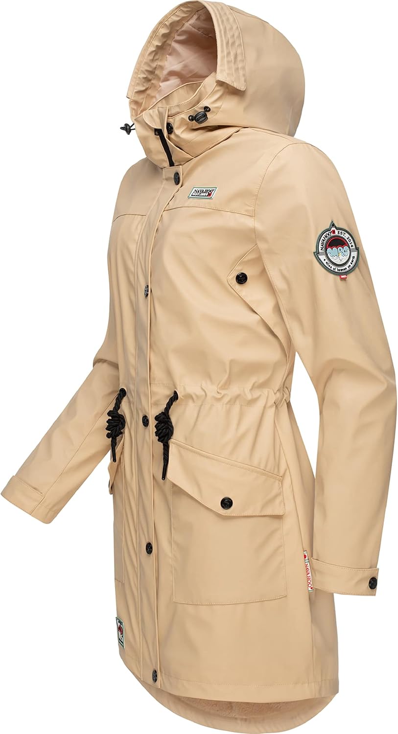 Navahoo Damen wasserdichter gefütterter Regenmantel Deike XL Beige, XL Beige