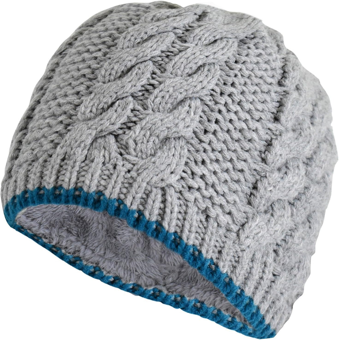 TrailHeads Damen Zopfstrickmütze mit Fleecefutter | Wintermütze Einheitsgrösse grau meliert, Einheit