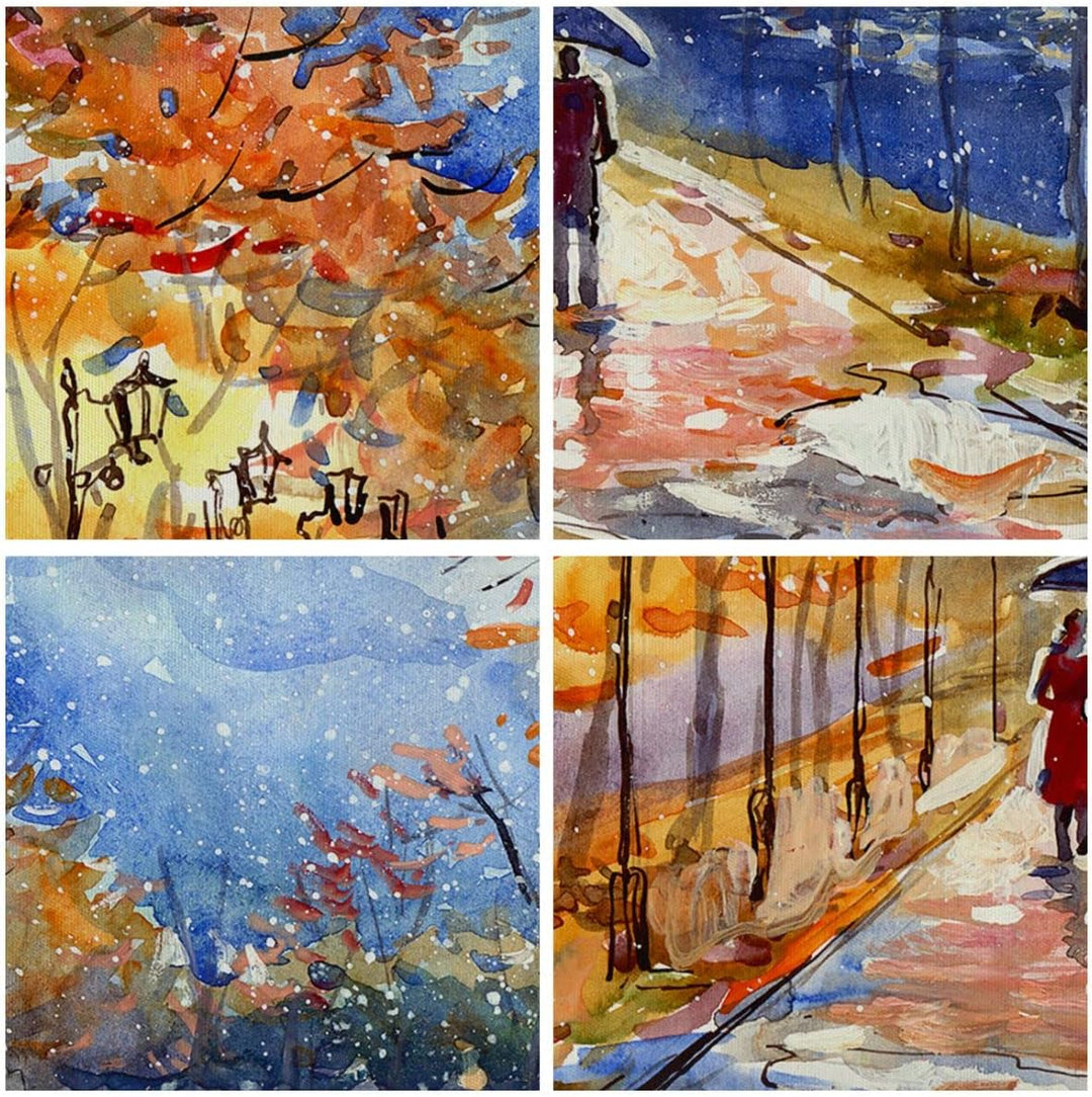 Bilder auf Leinwand Park Paar Baum Leinwandbild mit Rahmen 70x50cm Wandbilder Dekoration Wohnzimmer