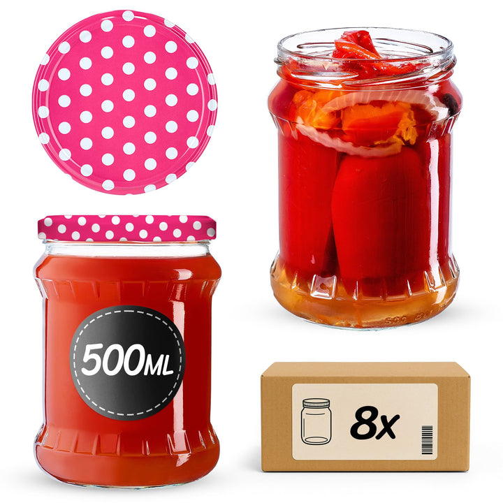 KADAX 8er Set Einmachgläser 500ml TO82, Sturzgläser Mason Jar mit Schraubdeckel, Luftdichte Twist-of