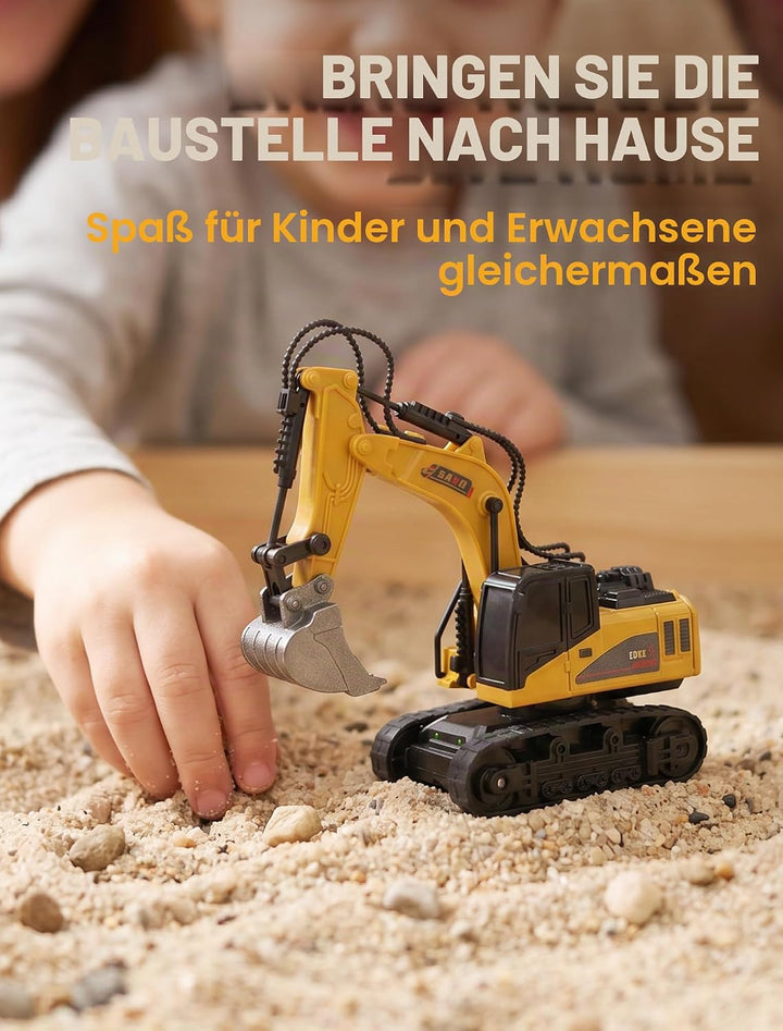 10-Kanal Mini RC Bagger, Ferngesteuerter Bagger für Erwachsene, Metallschaufel aus Legierung, Type-C