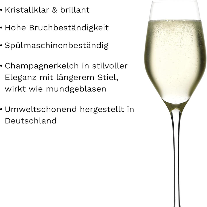 Stölzle Lausitz Exquisit Royal Champagnerkelche 265ml I Edle Champagnergläser 6er Set I Schaumweingl