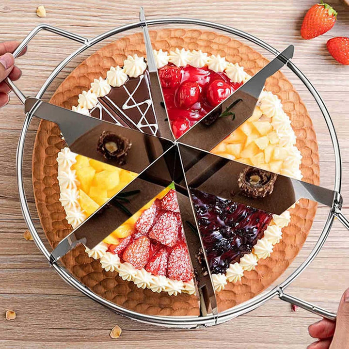 Tortenausstecher mit Edelstahl-Seitengriffen Pizzaschneider Kuchenschneidewerkzeug für 6/7/9 gleiche