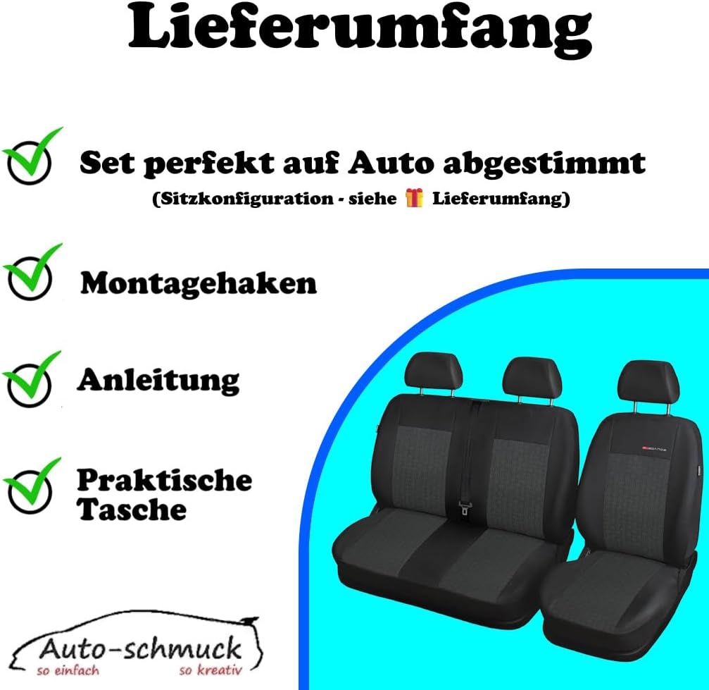 Auto-schmuck T5 Sitzbezüge nach Mass Autoplanen perfekte Passform Schonbezüge Sitzschoner Velour + S
