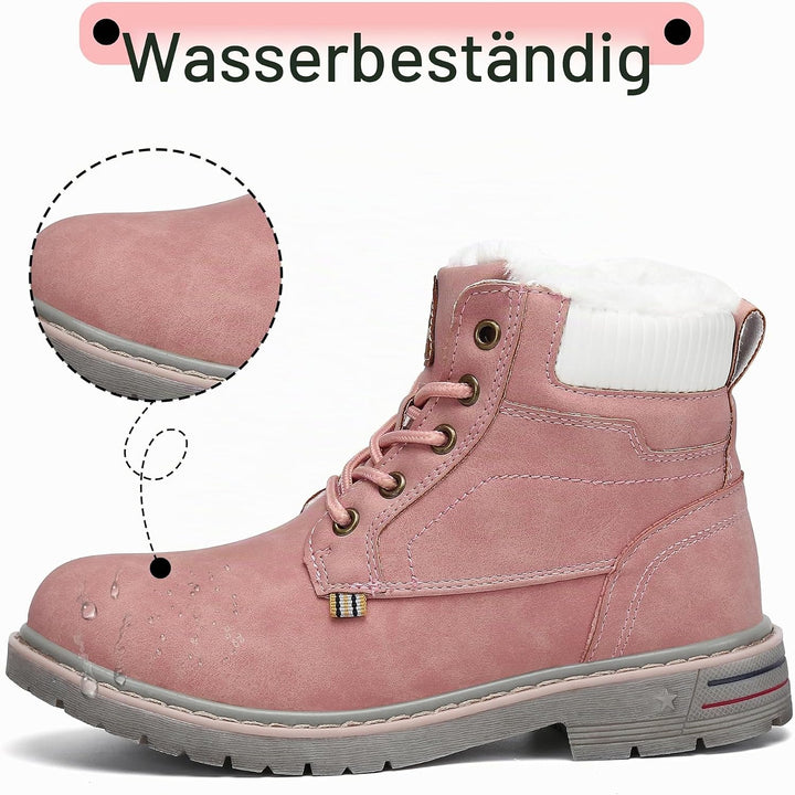 Mishansha Kinder Schnürstiefel Warme Gefüttert Winterschuhe für Jungen Mädchen Gr.24-38 27 EU Rosa,