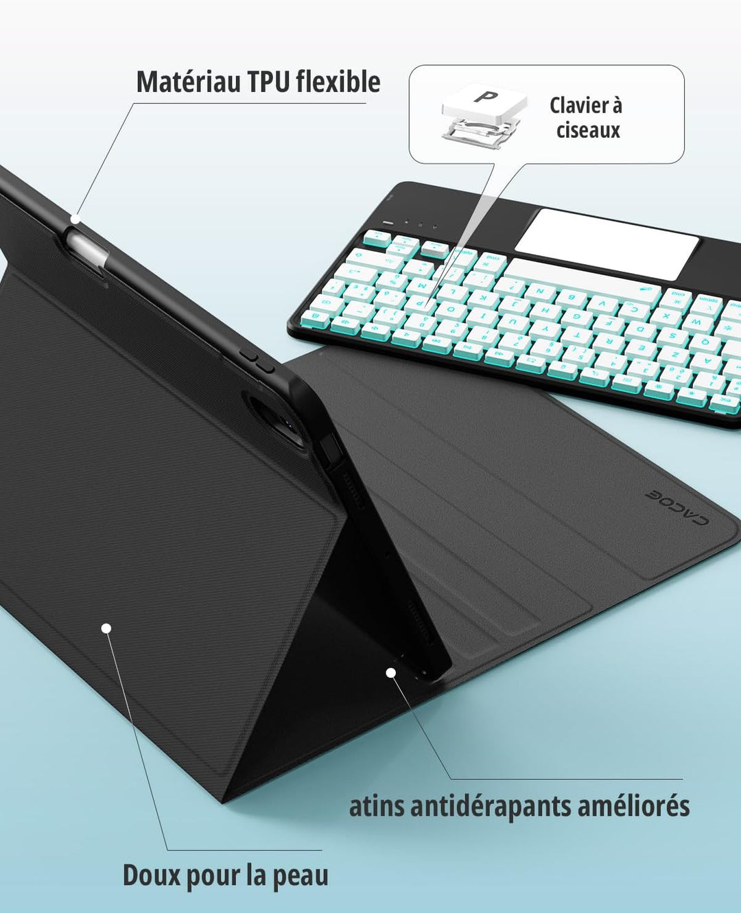 CACOE Tastatur Hülle Kompatibel mit iPad Air 7 Generation 2025 M3 11 Zoll/Air 6/5/4 Generation 2024/