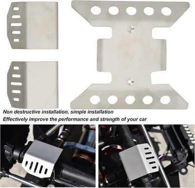 SUNGOOYUE Chassis-Schutz-Unterfahrschutz, Edelstahl-RC-Auto-Chassis-Rüstungsschutz für Axial 1/6 Scx