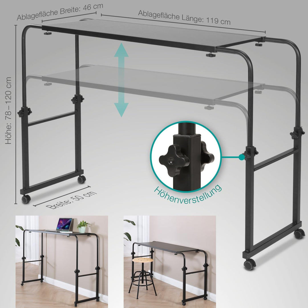ELONEO maxVitalis Über-Betttisch auf Rollen höhenverstellbar/breitenverstellbar, Overbed Table, Mobi