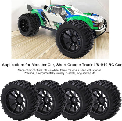 VGEBY RC Autoreifen,4PCS RC Felge Gummireifen Kunststoff mit 10 Speichen Set für Monster Trunk 1/8 1