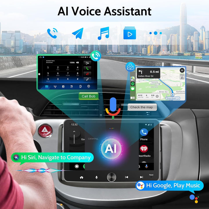 Android Autoradio 1 Din mit Bildschirm, 7 Zoll Wireless CarPlay Android Auto Radio Touch Display 64G