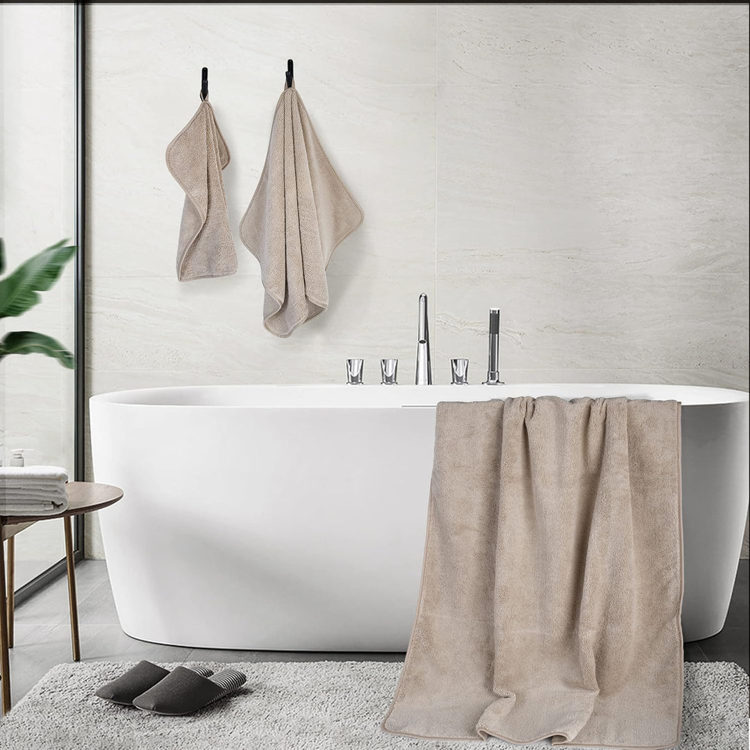 Polyte - Handtuch-Set - schnelltrocknende & fusselfreie Mikrofaser - 6-teilig (Beige), Beige