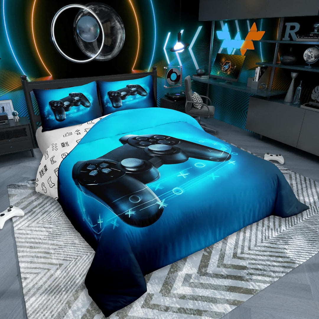 Kinderspiele Bettbezug-Set, Teens Gamepad Bettwäsche-Set 155X220, Moderne Vr Spieler Tröster-Abdecku