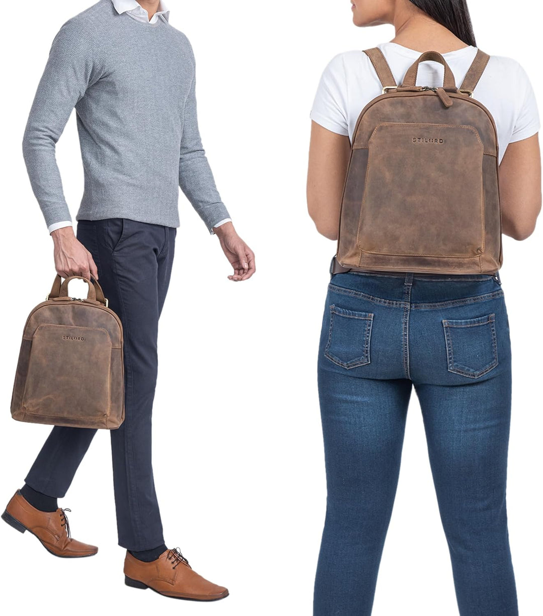 STILORD 'Skyler' Tasche Rucksack Leder 2 in 1 Rucksacktasche Umhängetasche Vintage Daypack Reiseruck