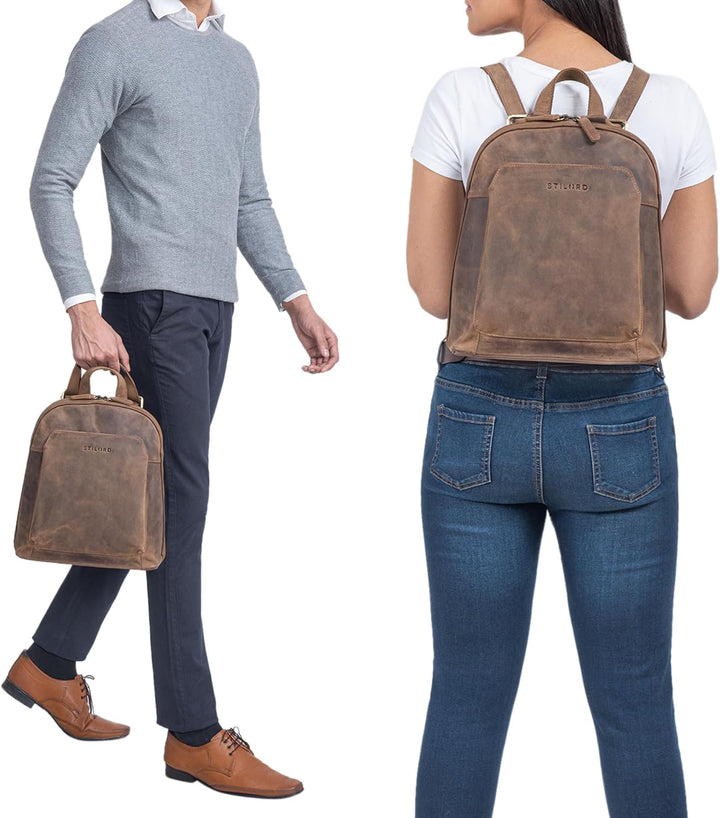 STILORD 'Skyler' Tasche Rucksack Leder 2 in 1 Rucksacktasche Umhängetasche Vintage Daypack Reiseruck
