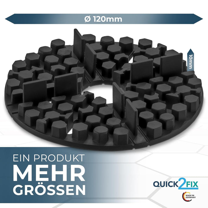 QUICK2FIX® 50 x Gummi Plattenlager - Fugenbreite 2mm x Höhe 10mm - Stelzlager für Terrassenplatten.