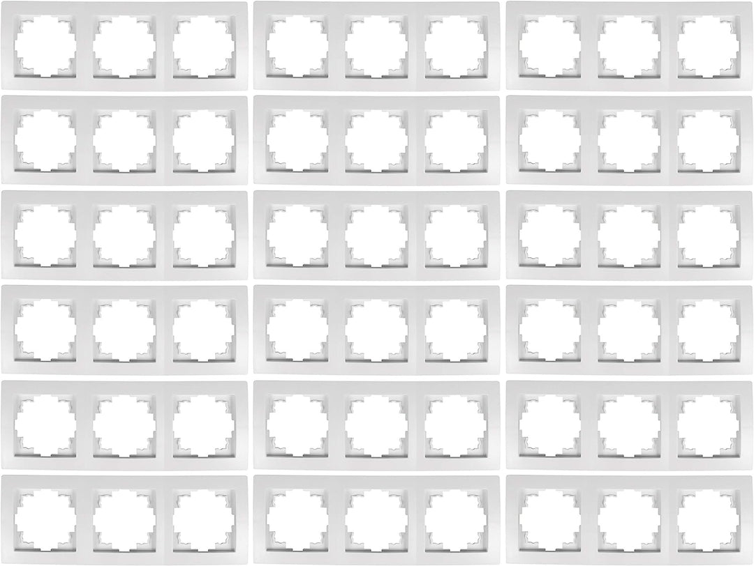MC POWER - 18er Pack Rahmen| FLAIR | 3-fach, Steckdosenrahmen, Lichtschalter Rahmen, weiss matt 18 R