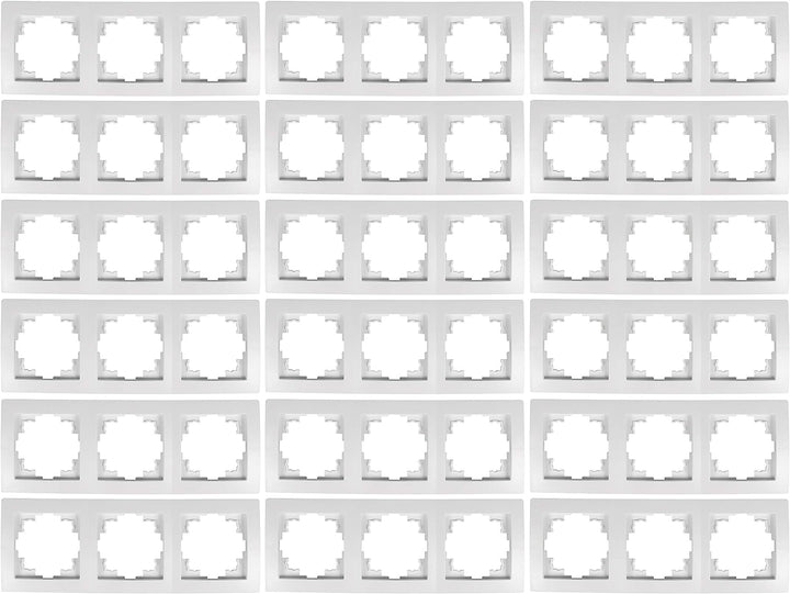 MC POWER - 18er Pack Rahmen| FLAIR | 3-fach, Steckdosenrahmen, Lichtschalter Rahmen, weiss matt 18 R