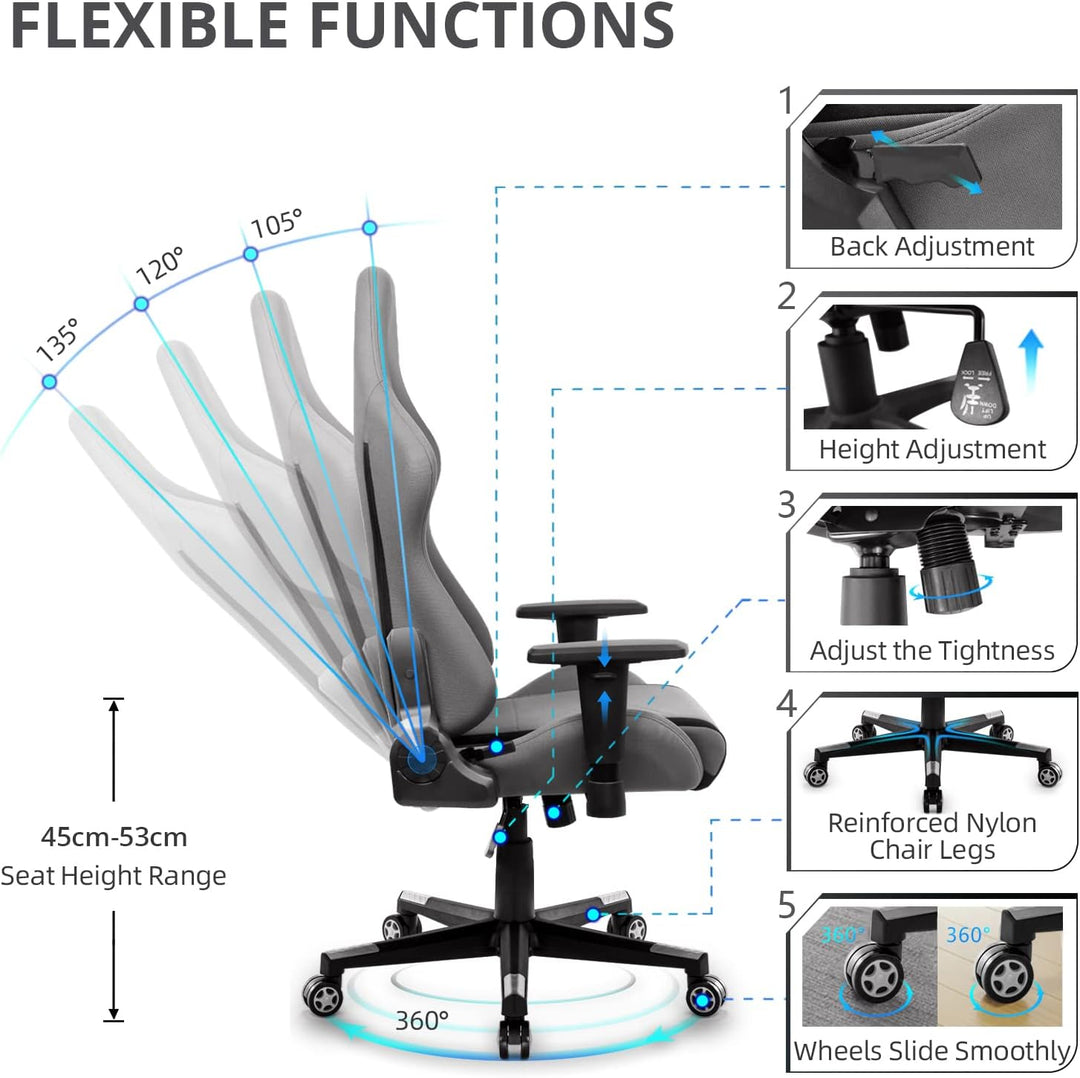IntimaTe WM Heart Gaming Stuhl, Bürostuhl Stoff Racing Gamer Stuhl, Ergonomischer Computerstuhl Schr