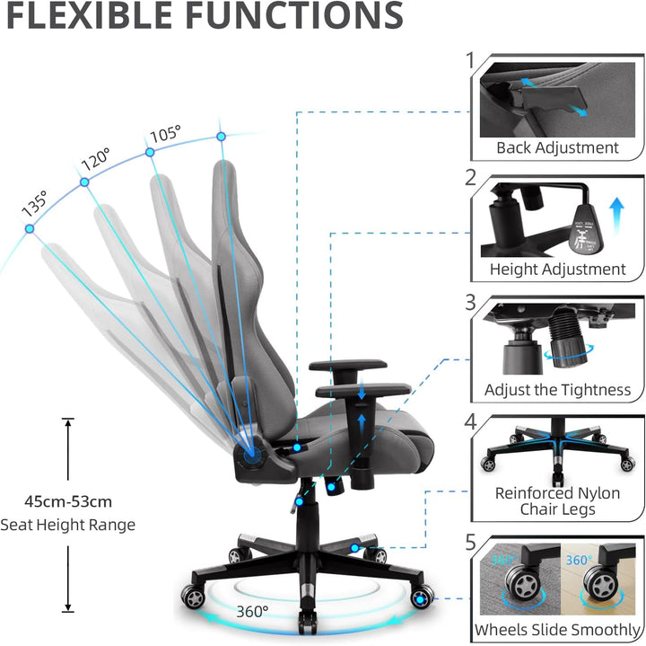 IntimaTe WM Heart Gaming Stuhl, Bürostuhl Stoff Racing Gamer Stuhl, Ergonomischer Computerstuhl Schr