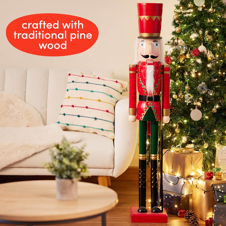 THE TWIDDLERS Riesige Holz Weihnachten Nussknacker Figur, Lebensgrösse, XXL 120cm - Klassische Weihn