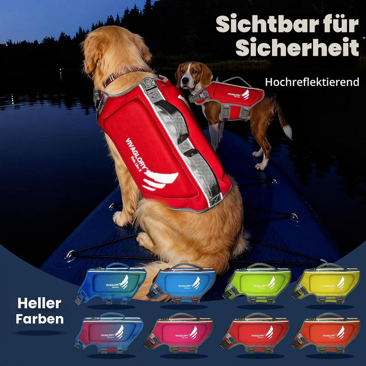VIVAGLORY Hunde Schwimmweste High Buoyancy Hundeschwimmweste, S, Rot | Rettungswesten Hunde-Schwimmw