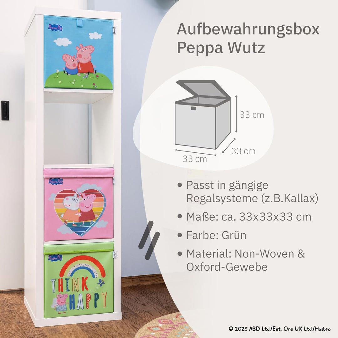 LIFENEY meets Peppa Wutz Aufbewahrungsbox mit Deckel für Kinder – Box mit Peppa Pig Motiv zur Aufbew