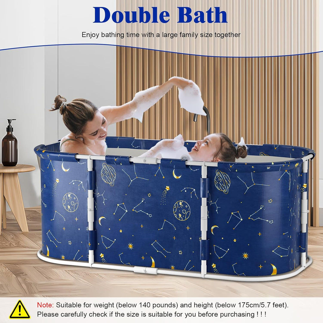 Faltbare Badewanne mit einem 50cm Abflussrohr, Freistehend Badewanne Faltbar, Platzsparend Faltbadew