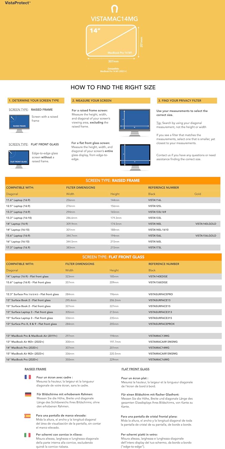 VistaProtect - Premium Blickschutzfilter & Anti-Blaulicht-Filter. Magnetisch Displayschutzfolie für