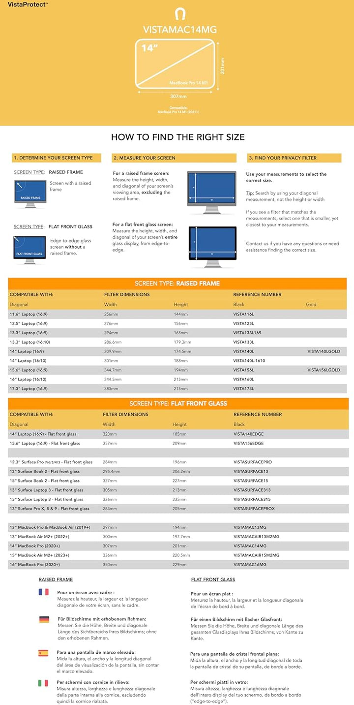 VistaProtect - Premium Blickschutzfilter & Anti-Blaulicht-Filter. Magnetisch Displayschutzfolie für