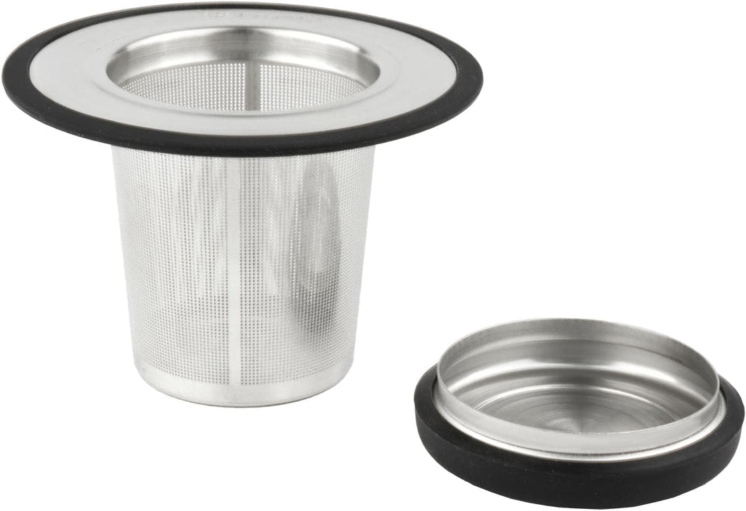 Teekanne Set 0.5 Liter - Edelstahl matt doppelwandig - Kleiner Teebereiter mit Tee-Filter-Sieb-Aufsa