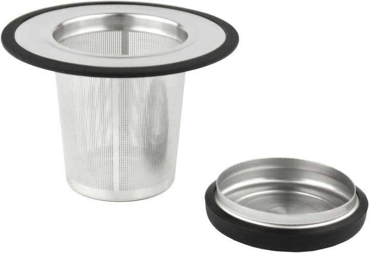 Teekanne Set 0.5 Liter - Edelstahl matt doppelwandig - Kleiner Teebereiter mit Tee-Filter-Sieb-Aufsa
