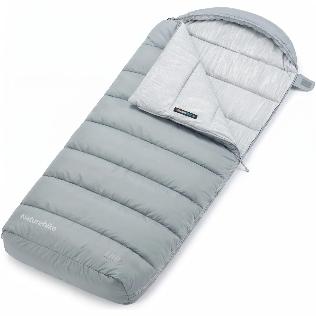 Naturehike Schlafsack mit Kapuze, 3-Jahreszeiten-Schlafsack, Leicht, Tragbar und Spleissbar, Gefüllt