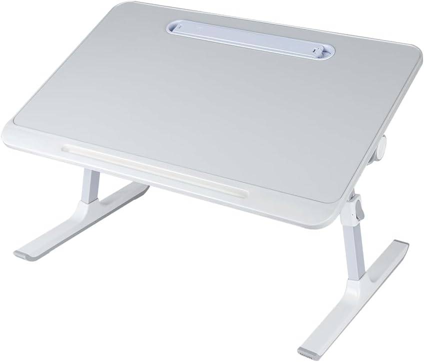 Betttisch Klappbar, Laptoptisch, Einstellbare Höhe, mit Buchständer, Schublade, Lap Stopper, Tablet