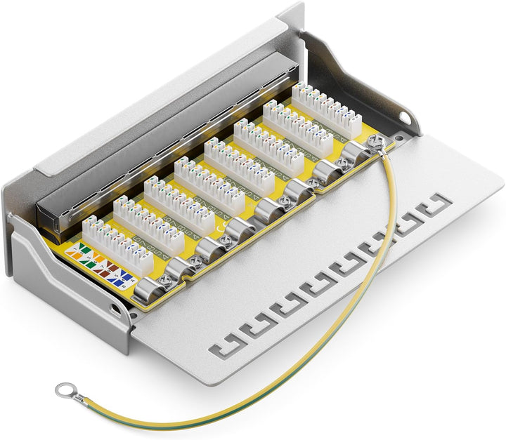 deleyCON CAT 6 Patchpanel Verteilerfeld 8 Port - Desktop & Wandmontage - Geschirmt - 8x RJ45 Buchse