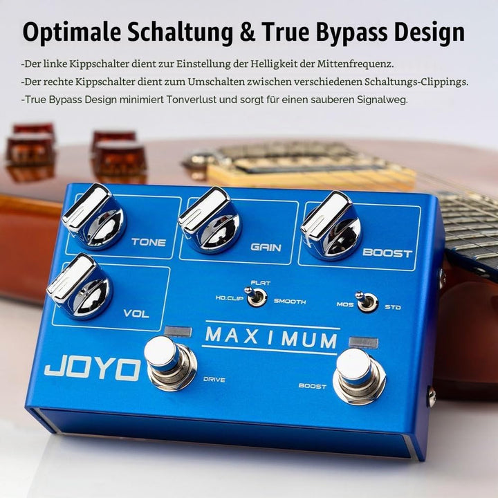 JOYO Overdrive Pedals R-Serie Zweikanal-Pedal, sauberer und wilder Overdrive-Effekt für E-Gitarre (m
