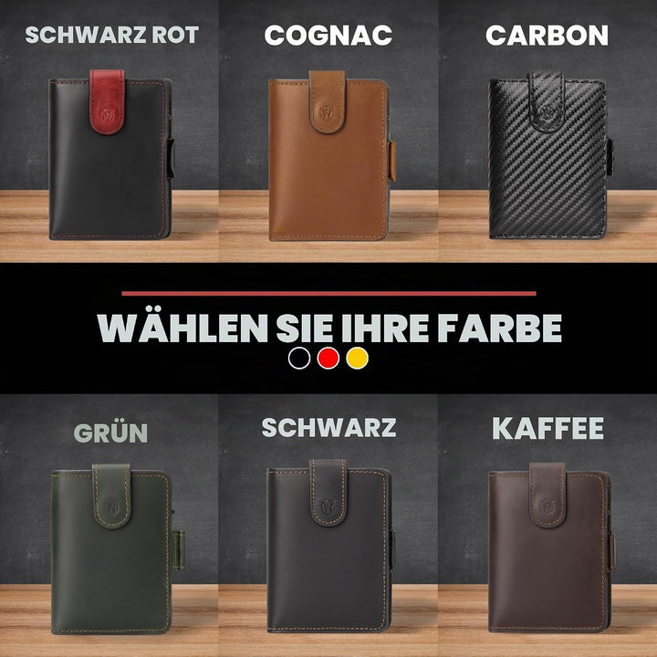 WillFire® MagFlap | Geldbörse Herren | Extra Schlüsselanhänger | Leder Kartenetui für 10-12 Karten |