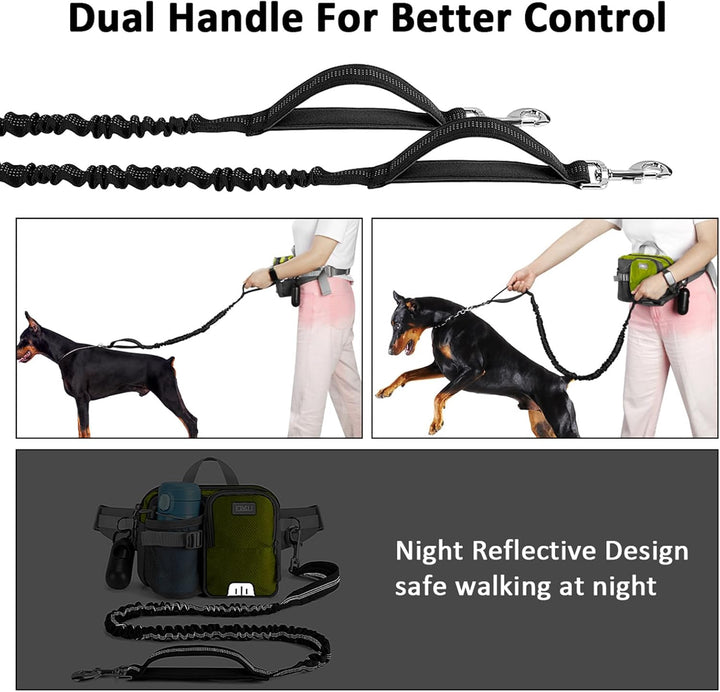 ETACCU Joggingleine Hunde mit Bauchgurt, Freihandleinen Jogging Hundeleine für grosse und mittelgros