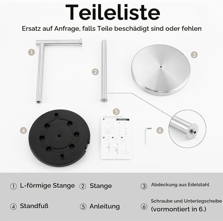 KES Toilettenpapierhalter Stehend Mit Gewichteter Basis, Klopapierhalter Klorollenhalter Freistehend